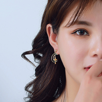 925 silver gold earrings moon earrings cross temperament Joker simple gift cold wind earrings 9121