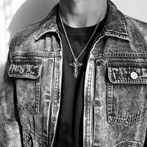 925 Silver Cross Necklace Mens Sterling Silver Pendant Vintage Personality Tide Brand Necklace Jewelry 1989