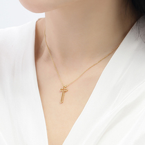 Anytime925 Silver Color Gold Cross Necklace Hollow Cross Pendant Lady Necklace 9128