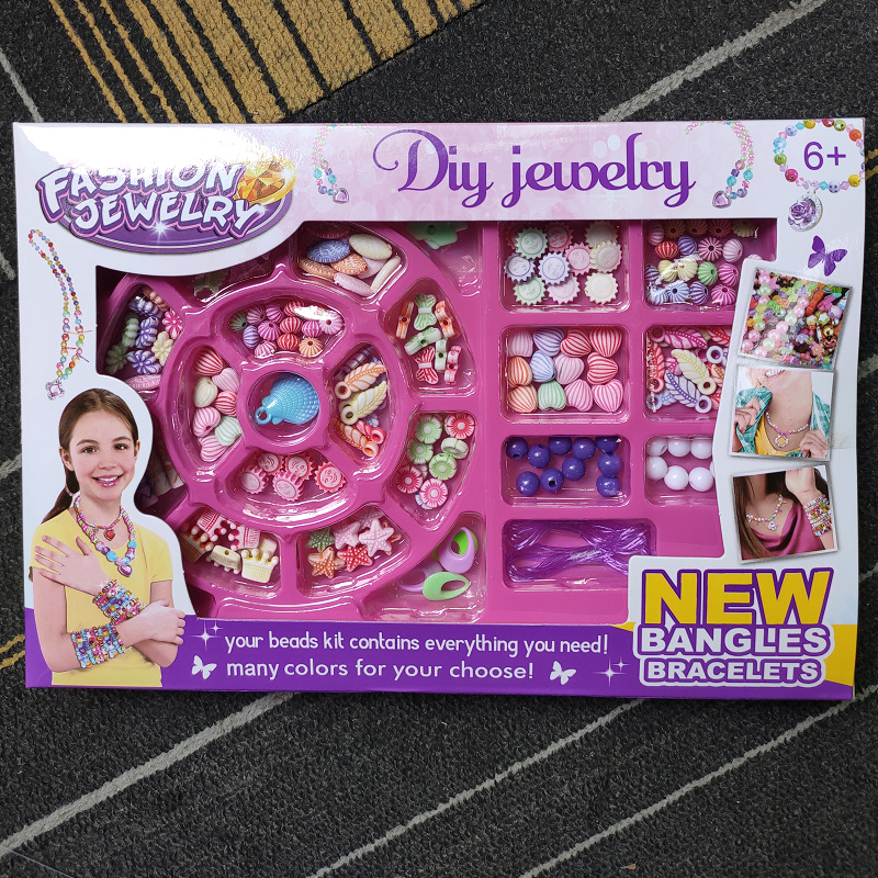 Children String Beads Girl Puzzle Handmade Diy Making Material Bag Ornament Jewelry Necklace Handmade Bead Toy