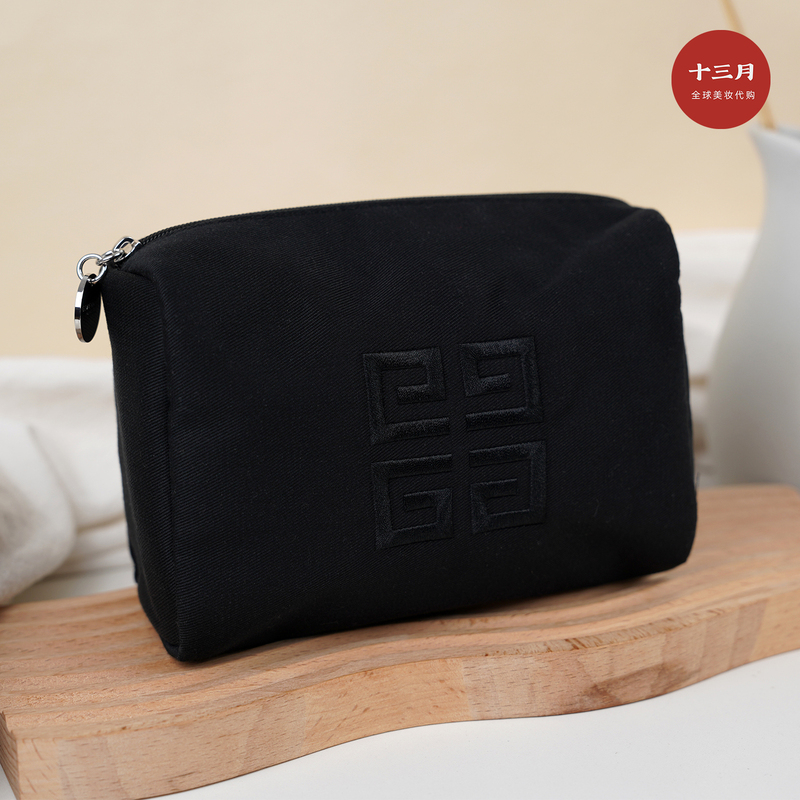 Givenchy Black Tencel Cosmetic Bag, Counter Gift Portable Storage Bag, High-End Soft Carry-On Bag