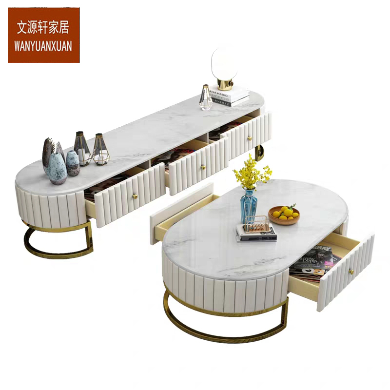 Ánh sáng Bắc Âu sang trọng bàn trà đá cẩm thạch Tủ TV hiện đại tối giản phòng khách căn hộ nhỏ mô hình phòng nội thất kết hợp - Bàn trà bàn gỗ đẹp