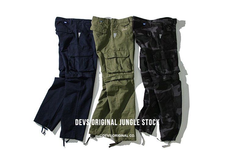 Thẻ xanh DEVS quần may độc lập overalls quần short dài JUNGLESTOCK ngụy trang màu xanh lá cây phong cách quân đội