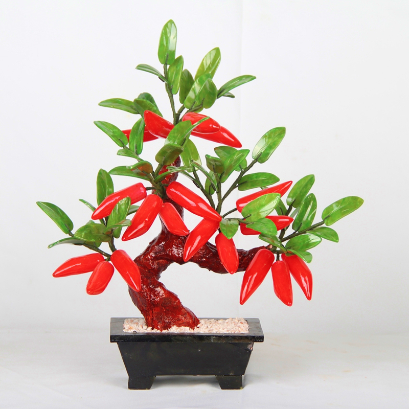 Natural jade 18 chili tree panned with living-room home decoration products Xuanguan creative jade pendulum decorated with gifts and miniatures