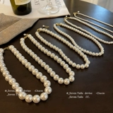 Ретро ожерелье из жемчуга, небольшая дизайнерская цепочка до ключиц, французский ретро стиль, легкий роскошный стиль, тренд сезона, коллекция 2023