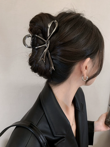 Металлическая заколка-крабик с бантиком, большая заколка для волос, универсальная акула, новая коллекция, простой и элегантный дизайн