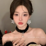 Изысканные серьги, со снежинками, изысканный стиль, популярно в интернете, легкий роскошный стиль