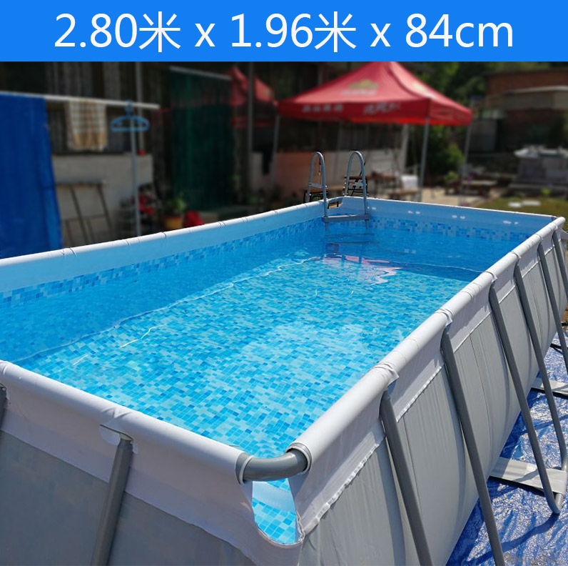 Grey 282 * 196 * 84CmSuper large adult Bracket Swimming Pool children household family No inflation Play pool Big child thickening outdoors pool