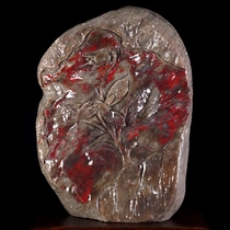 Changhua chicken bloodstone ornaments Shanzi seal rough stone relief golden stone seal carving collection natural blood circulation fidelity