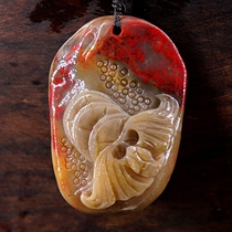 2-sided blood Changhua chicken bloodstone pendant pendant Bean green jelly (blessed and rich)Jade soft and true