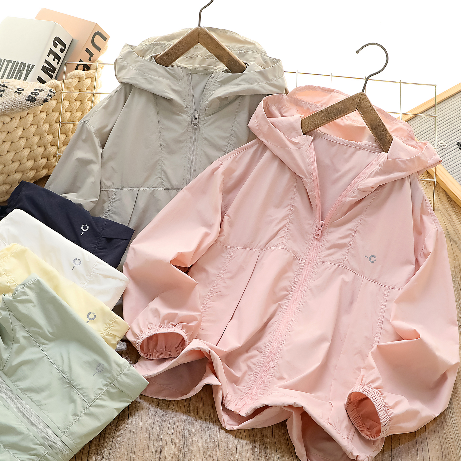 【リトルフォレストオリジナルヤーン日焼け止め】親子超薄型ソフトフード付き日焼け止め服中大子供用カーディガンジャケット夏用