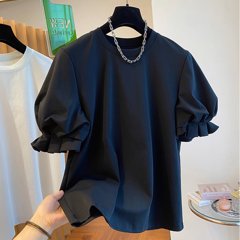 Short-Sleeved T-Shirt for Women, Summer Loose Fit, High-End Feel, Puff Sleeves, Lantern Sleeves, French Chic, Unique and Niche Top Short-Sleeved T-Shirt for Women, Summer Loose Fit, High-End Feel, Puff Sleeves, Lantern Sleeves, French Chic, Unique and Niche Top
