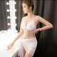 Bộ đồ bơi ba mảnh của phụ nữ bikini bikini ngực nhỏ tụ tập vòng thép đen gợi cảm khăn choàng trắng bikini áo tắm spa