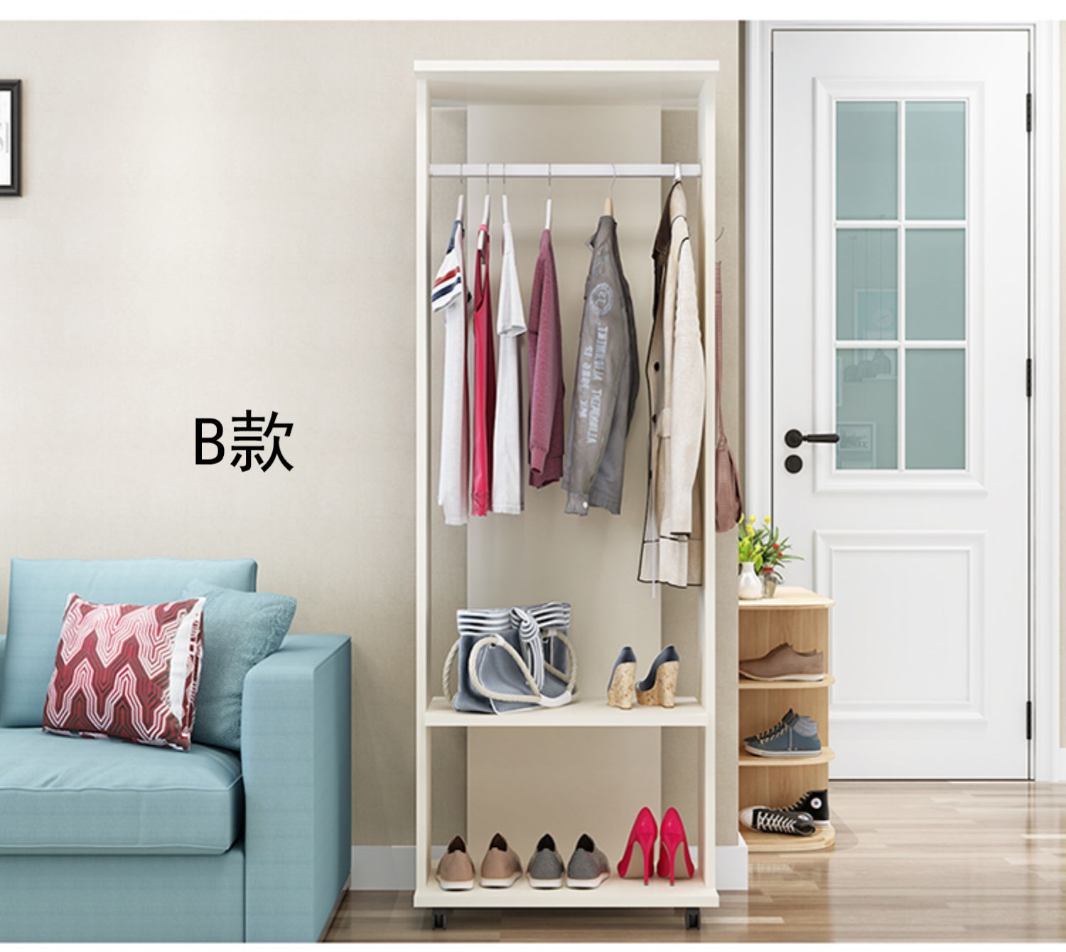 Gương mặc quần áo nữ toàn thân lắp gương đơn giản đa chức năng sàn phòng khách phòng ngủ di động lắp gương quần áo gương - Gương gương đứng có chân