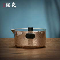 Silver Friend Pure handmade sterling silver sandalwood hand grasp pot foot silver lid bowl bubble tea silver pot anti-scalding foot silver 999 kung fu tea set