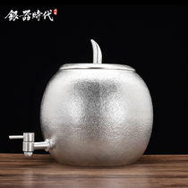  Sterling silver bucket Apple foot silver 999 water storage device Handmade hammer pattern water tank with faucet household water purification water purifier