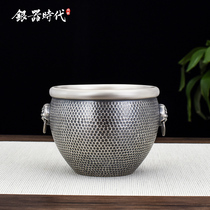  Silver age fine hammer pattern Sterling silver tea sea Sterling silver door sea Handmade silver tea sea brewing tea tea set accessories