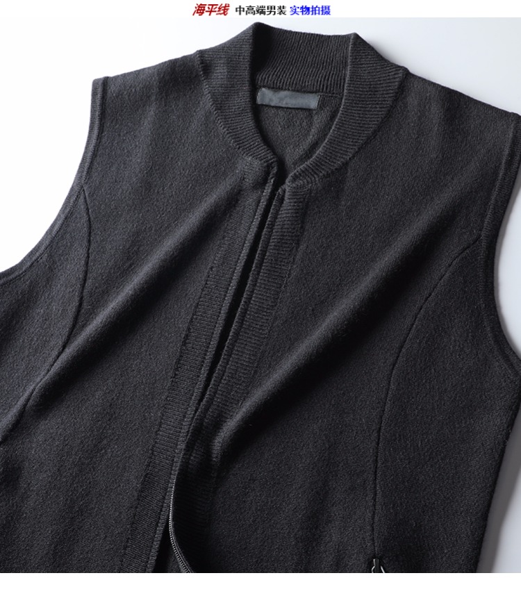 Thời trang ấm áp đan len dày V-vest vest vest dây kéo cardigan áo len mỏng áo len nam áo len cardigan nam