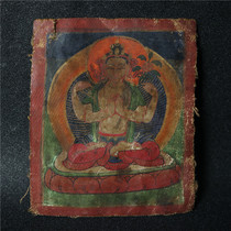 =Old=Tibetan four-armed Guanyin Old Thangka portrait Tibetan national style hand-drawn old Thangka