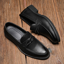 Mens small leather shoes mens Korean version 100 hitch summer breathable casual trend hair stylist Chauer Inron Wind mens shoes