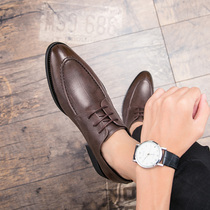 Inglées casual leather shoes Mens Korean version Pointed Business Positive Dress Mens Shoes Spring Breathable Men 100 Hitchhiking Stylist Wave Shoes