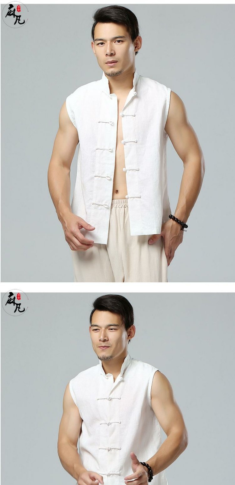 Mùa hè 2019 mới vest ngựa wind gió quốc gia có quần áo trên quần áo ngựa cotton và vải lanh nam quần vải nam
