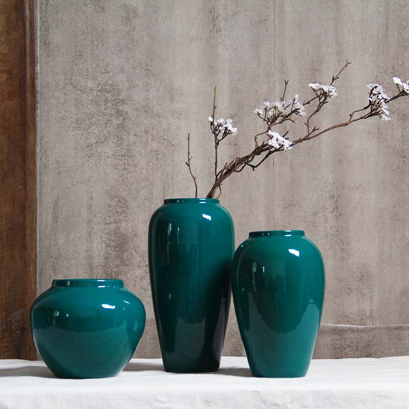 Jingdezhen living room Chinese decorative ceramic small green vase ornaments antique clay pots and stoneware flowers hydroponic pots