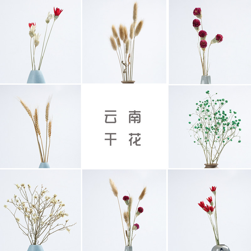 Gypsophila Dried Flower Vase Ornament European Home Decoration Living Room Ceramic Flower Arrangement Vase Small Fresh Simple Modern