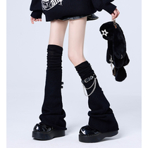 JK socks set Japanese autumn and winter warm calf socks female chain leg ring y2k hot girl ins black punk leg set