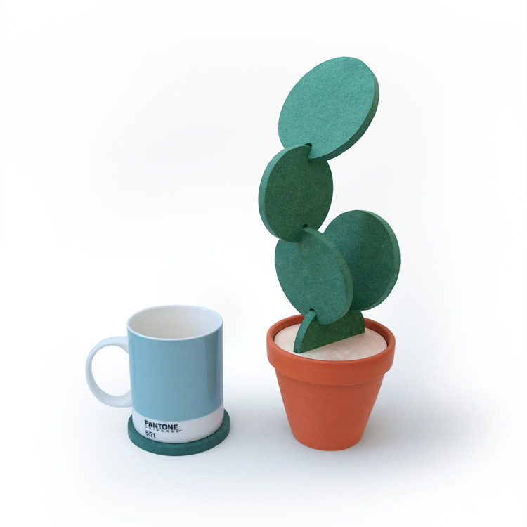 Creative cacti cup cushion anti-slip heat insulation and eco-friendly tea cushion DIY home contained desktop multifunction pendulum ware 