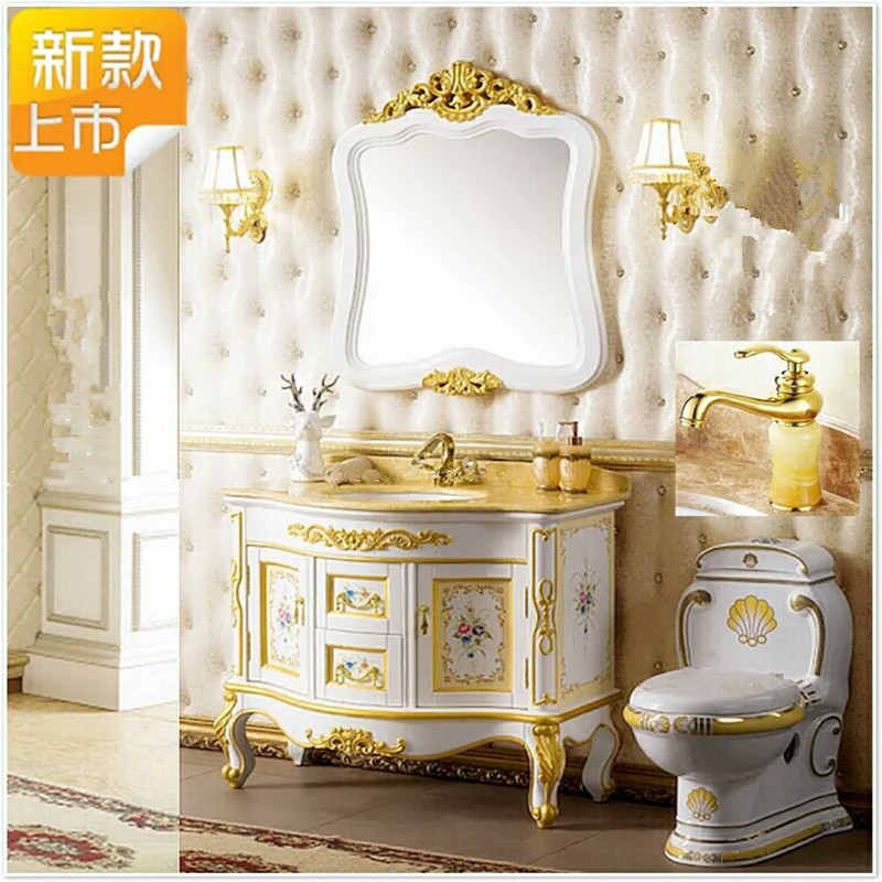 European Bathroom Cabinet Washbasin Cabinet Combination Painted Bathroom French Oak Washbasin Floor-Standing Washbasin