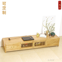 Solid Wood TV Cabinet Modern Minimalist Lockers Living-room Lockers Short Cabinet Elm Wood Storage Side Cabinet Zen TV enclosure
