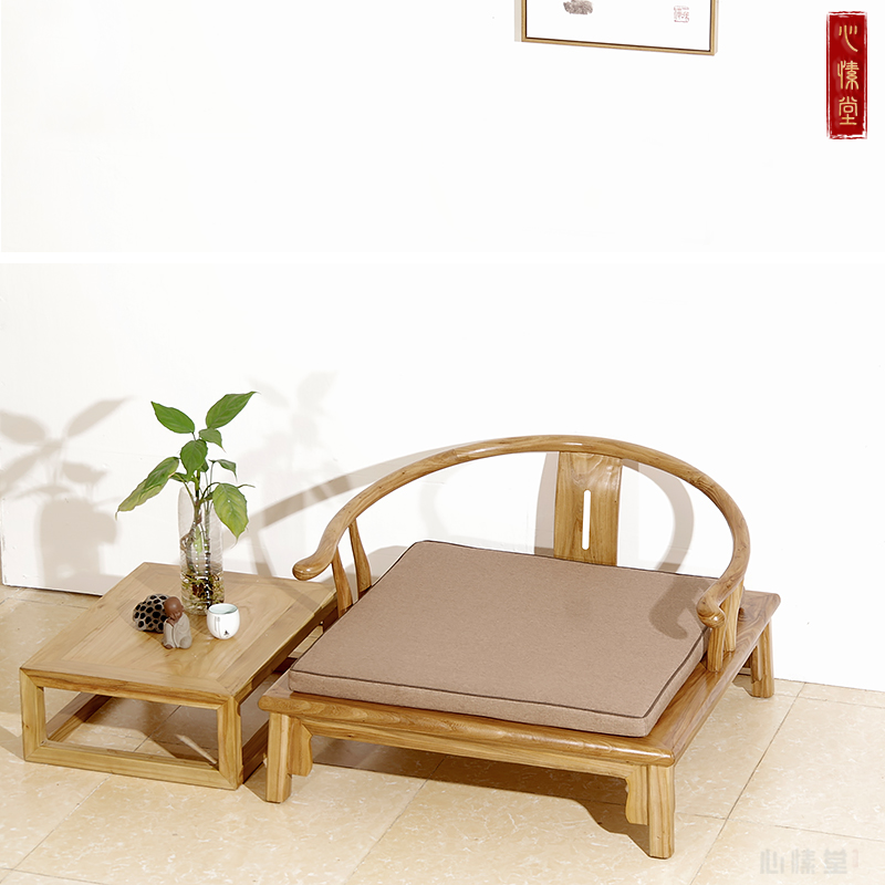 Play in disc Legs Chair Circle Chair Big Zen Chair No Lacquered Elm Wood Zen Zen Chair Tea Chair Solid Wood Clear Type Short Chair Meditation Chair
