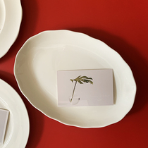 Chinese worm with chapter bone china 12 inch 14 inch oval fish plate pure white large plate