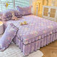 Cotton-Padded Bed Skirt 1.5m 1.8m Fitted Sheet 4 Pure Cotton Bed Cover Dustproof Mattress Cover All-Cotton Bed Cover Non-Slip Single Piece