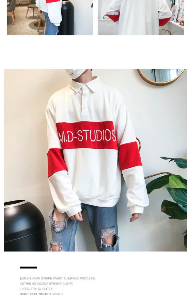 Phiên bản Hàn Quốc của cặp đôi ulzzang mùa đông ve áo gió cộng với áo len dày nhung nam và nữ thêu lỏng áo thủy triều áo hoodie nam
