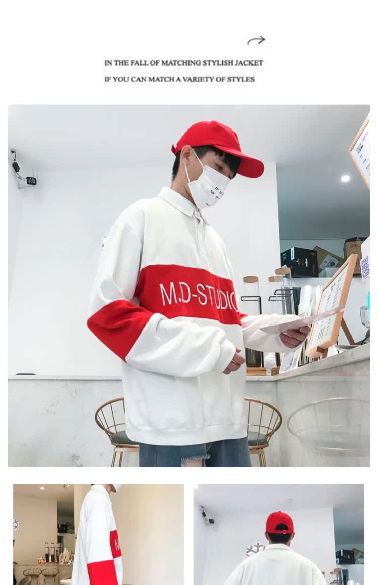 Phiên bản Hàn Quốc của cặp đôi ulzzang mùa đông ve áo gió cộng với áo len dày nhung nam và nữ thêu lỏng áo thủy triều áo hoodie nam