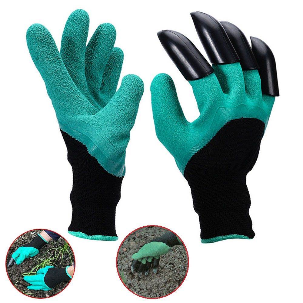 With Claws Digger Earth Gloves Soaked in Vegetable Agricultural Planing Pit Planting Gardening Dry Farmers Live Latex Anti-Stab Labour Gloves