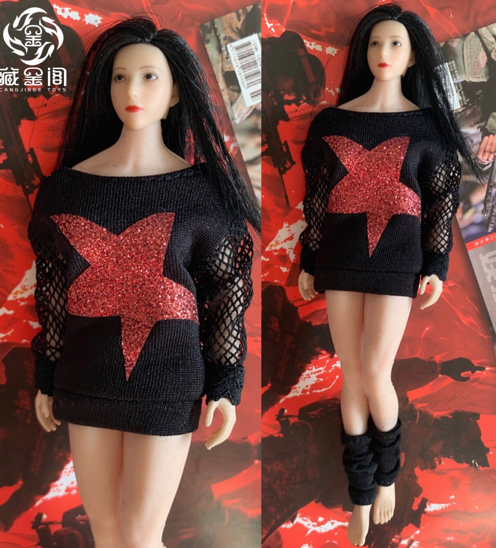 1 12 Female Soldiers Black Knit Clothing Suit Academy Wind Knitted Sweater Spot