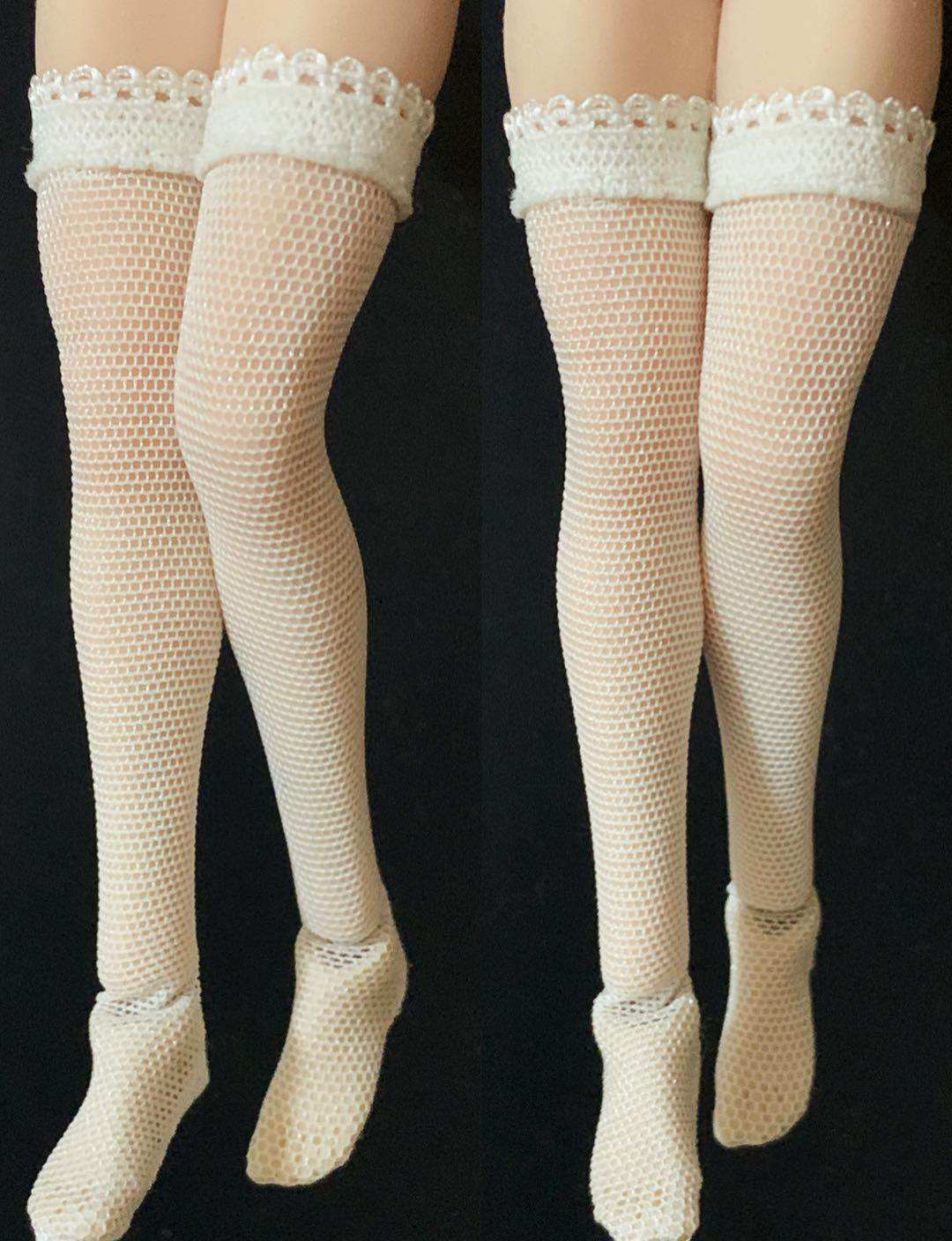 New 1 12PH TBL female soldier puppet accessories black and white 2 color high stockings foot socks not dyed spot
