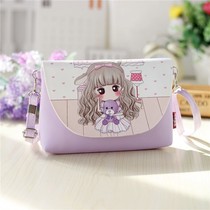 Small bag schoolgirl obliquely satchel Korean version cartoon PU mobile phone bag woman single shoulder bag children cute mini zero money bag