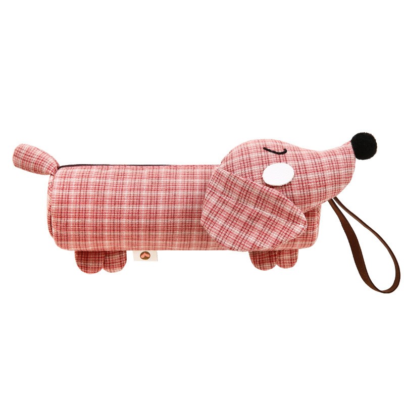 Three-color patch dachshund dog pencil case creative cartoon pencil case large-capacity Korean cute male and female student stationery bag