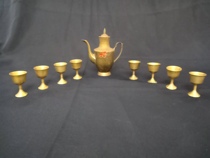 In the 70s welcome brand brand all brass pot glass a set of wine bottler nostalgia folk antique collection of old objects