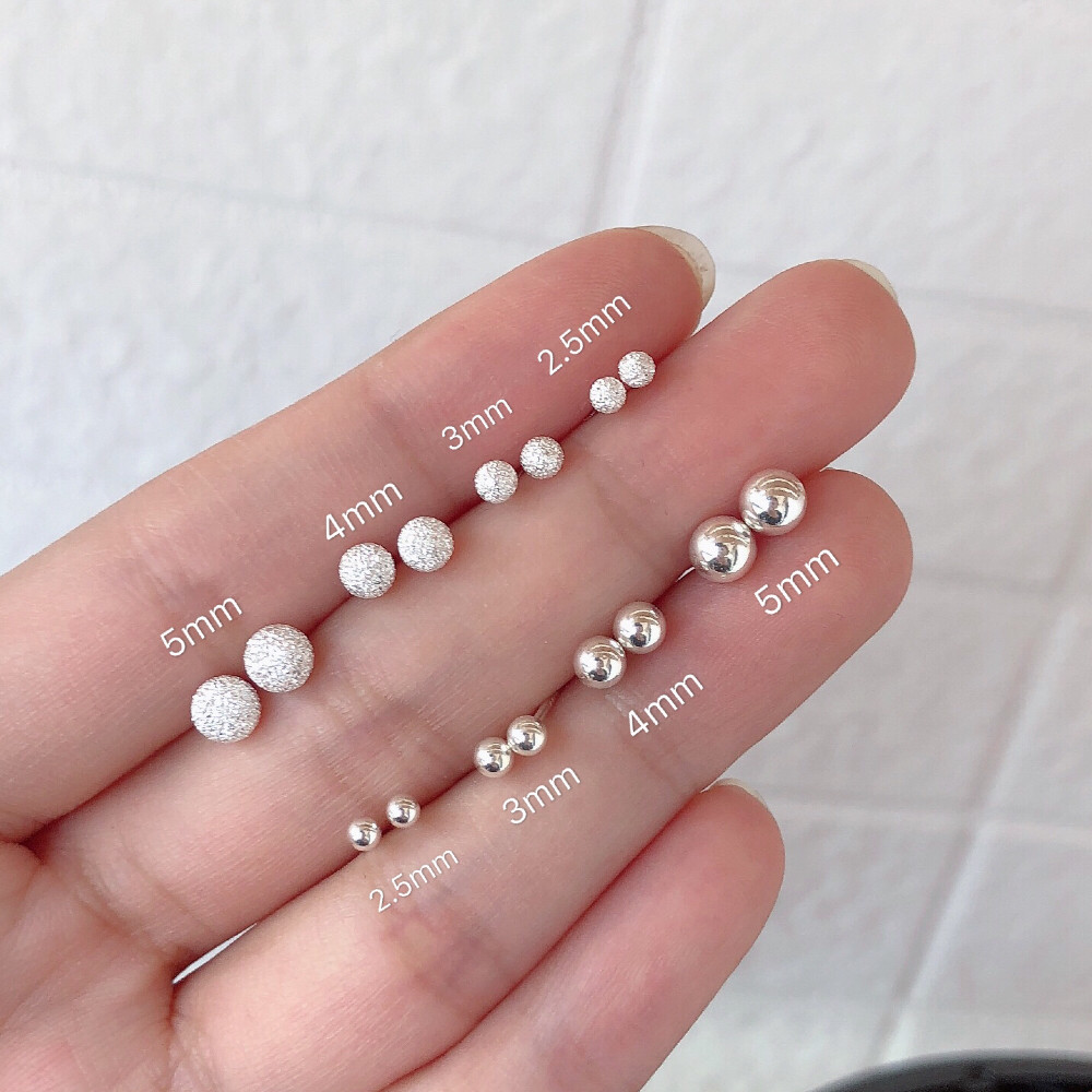 S925 sterling silver *buy 2 get 1 free* basic round peas earrings simple and versatile male and female students' earrings