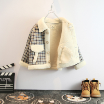 Boys and girls coat autumn and winter clothes 21 winter new childrens clothing foreign baby woolen coat childrens lamb wool tide