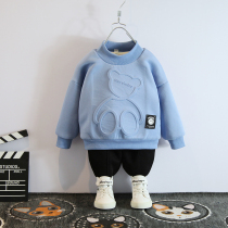 Boys winter clothes plus velvet sweater 21 winter New Baby cartoon cotton coat children thick bear bear base shirt tide