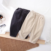 Childrens thick corduroy pants 2021 New Baby winter trousers foreign style Joker stretch casual warm pants
