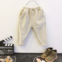 Childrens winter plus velvet pants childrens wear 21 winter New corduroy warm pants baby thick loose casual pants