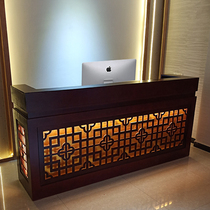 New Chinese cashier Hotel counter Retro solid wood small bar Chinese restaurant Winery Antique front desk Reception desk