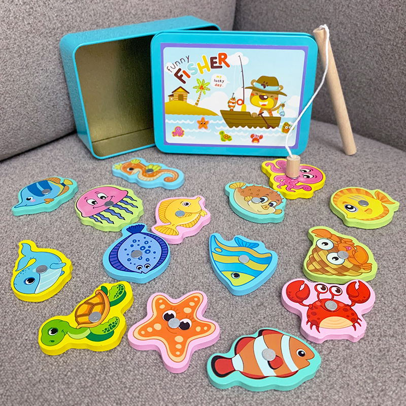 One and a half year old baby kitten fishing toys children magnetic fishing rod 1-2-3 boys and girls early education educational toys